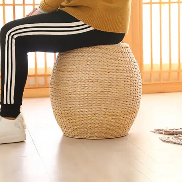 Traditional Chinese Round Column Wood Chair Backless Armless For Living Room - Image 3