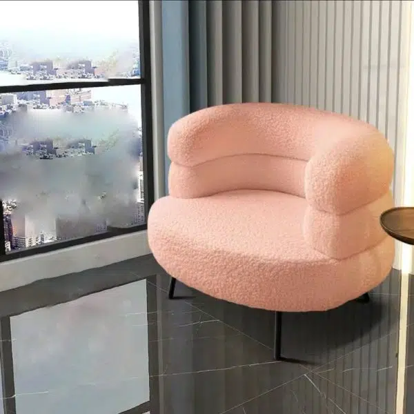 Contemporary Nordic Curved Lambswool Carbon Steel Legs Accent Chair Backrest For Living Room - Image 7