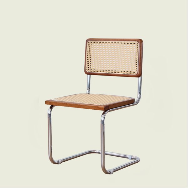 Contemporary Scandinavian Curved Back Solid Rattan Iron Dining Chair Backrest For Dining Room - Image 14