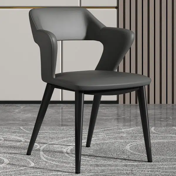 Contemporary Scandinavian Leather Fabric Carbon Steel Sponge Square Wing Dining Chair Backrest Armrest For Dining Room - Image 17