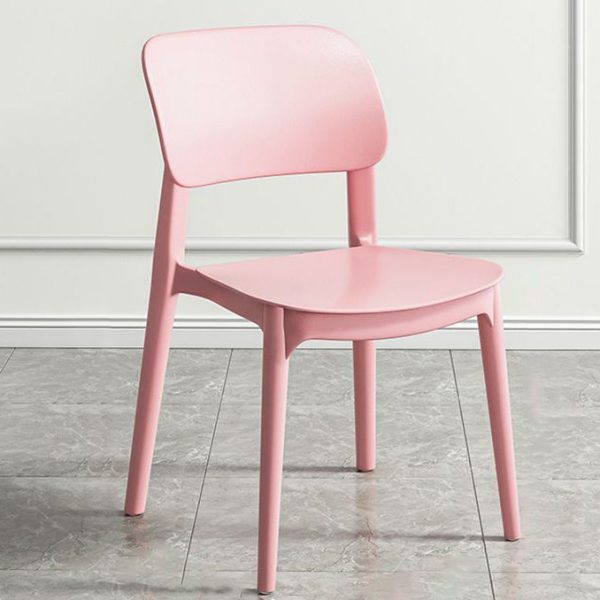 Contemporary Nordic Macaron Plastic Square Stackable Dining Chair Open Back For Dining Room - Image 4
