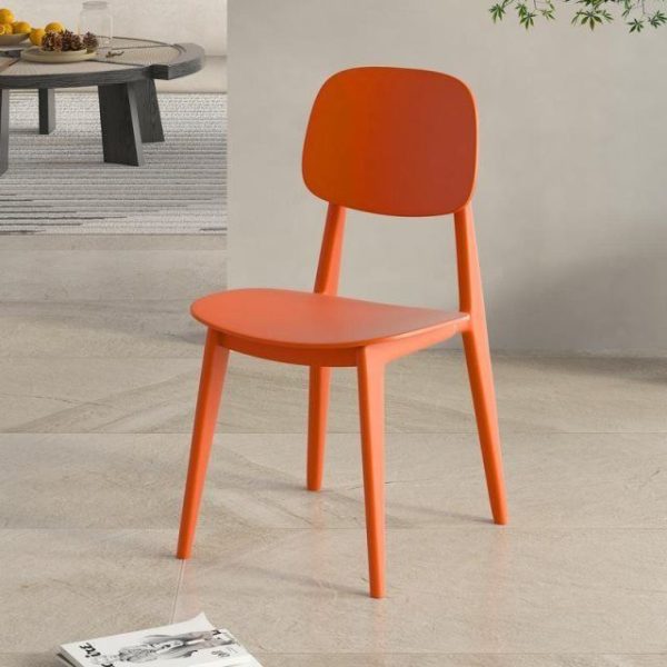 Contemporary Scandinavian Macaron Plastic Square Dining Chair Backrest For Dining Room - Image 3