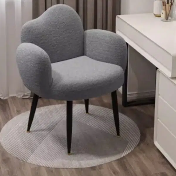 Contemporary Scandinavian Cloud Design Lambswool Vanity Stool Backrest Armrest For Bedroom - Image 3