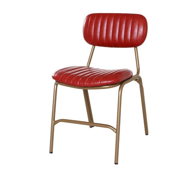 Contemporary Industrial Leather Iron Square Elliptical Stripe Dining Chair Backrest Footrest For Dining Room - Image 29
