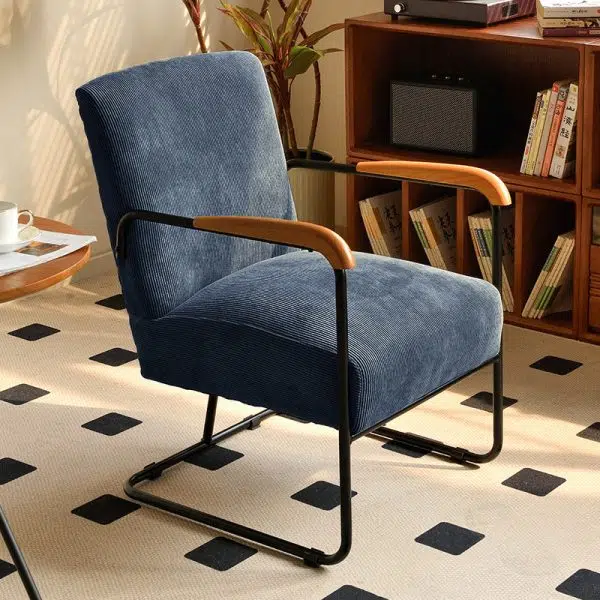 Contemporary Nordic Rectangular Iron Fabric Chair Backrest Armrest For Living Room - Image 14