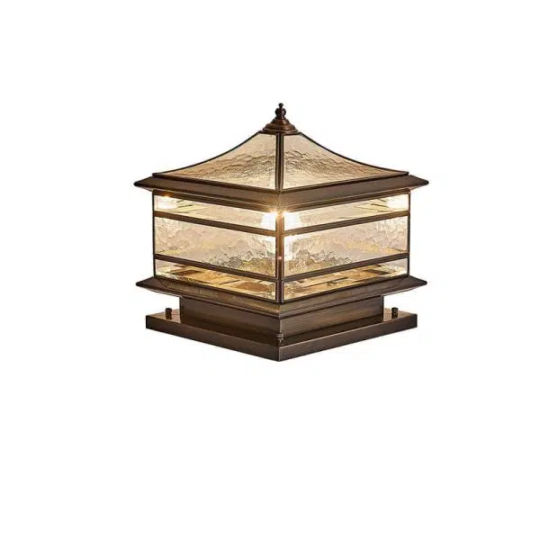 European Outdoor Brass Glass Square 1/2 Light Waterproof Pillar Landscape Light - Image 19