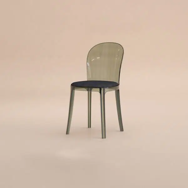 Contemporary Scandinavian Curved Plastic Fabric Chair Backrest Armless For Living Room - Image 16