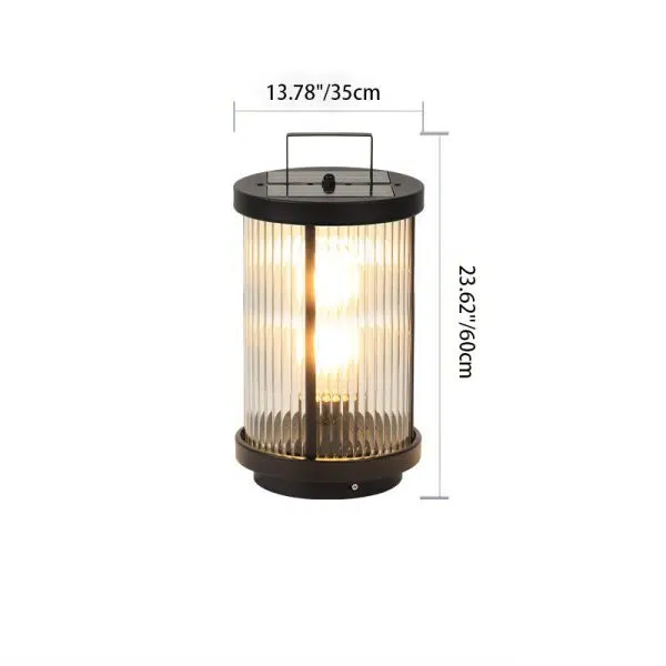 Modern Minimalist Solar Cylinder Stripe Glass Aluminum 1-Light Outdoor Landscape Light For Garden - Image 5