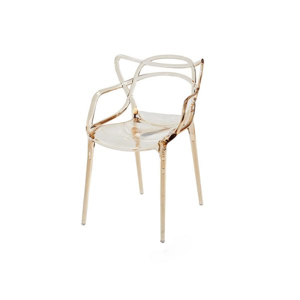 Contemporary Creative Curved Frame Plastic Acrylic Dining Chair Backrest Armrest For Dining Room - Image 14