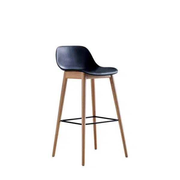 Contemporary Nordic Square Wood Metal PP Bar Stool Backrest Footrest For Dining Room - Image 18