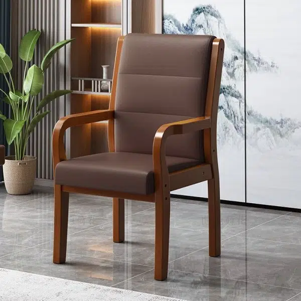 Modern Luxury Rectangular Wood Fabric Leather Chair Backrest Armrest For Living Room - Image 12
