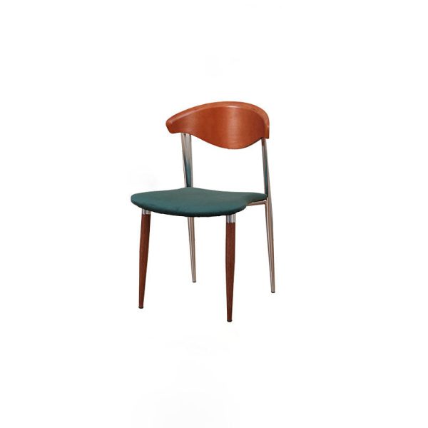 Contemporary Retro Beech Wood Iron Velvet Sponge Square Curved Dining Chair Backrest For Dining Room - Image 22