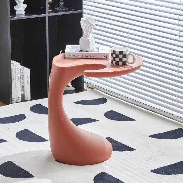 Contemporary Creative Shaped Oval Base PE Plastic End Table For Living Room - Image 8