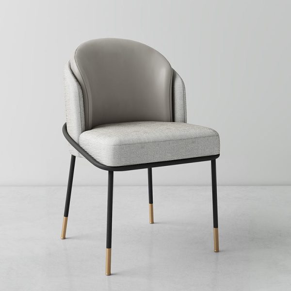 Contemporary Nordic Leather Fabric Iron Sponge Square Wraparound Dining Chair Backrest For Living Room - Image 22