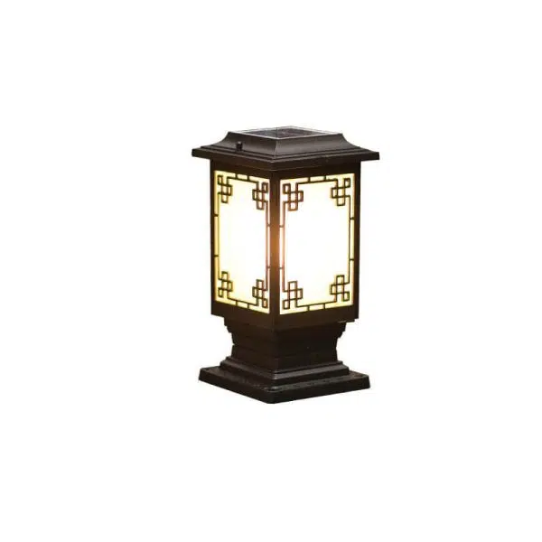 Solar Chinese Window Square Post Head 1-Light Waterproof Garden Landscape Light - Image 18