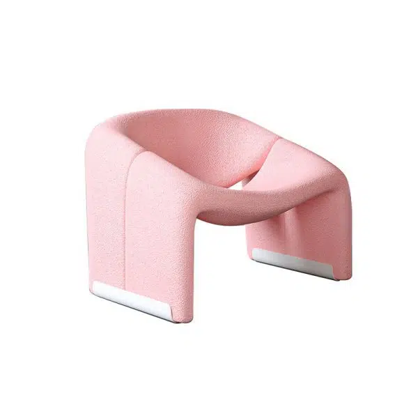 Contemporary Scandinavian Curved Frame Stainless Steel Lambswool Sponge Accent Chair Backrest Armrest For Living Room - Image 21