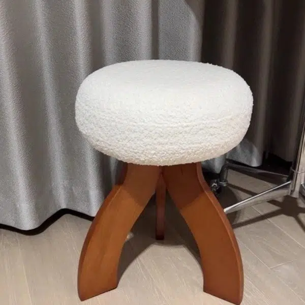 Contemporary Creative Round Lambswool Velvet Footstool Armless Backless For Entryways - Image 13