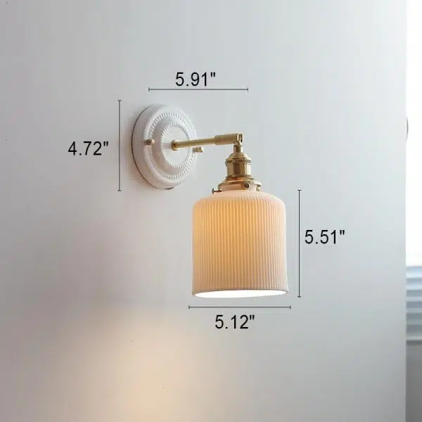 Vintage Japanese Ceramic Brass 1-Light Wall Sconce Lamp - Image 20