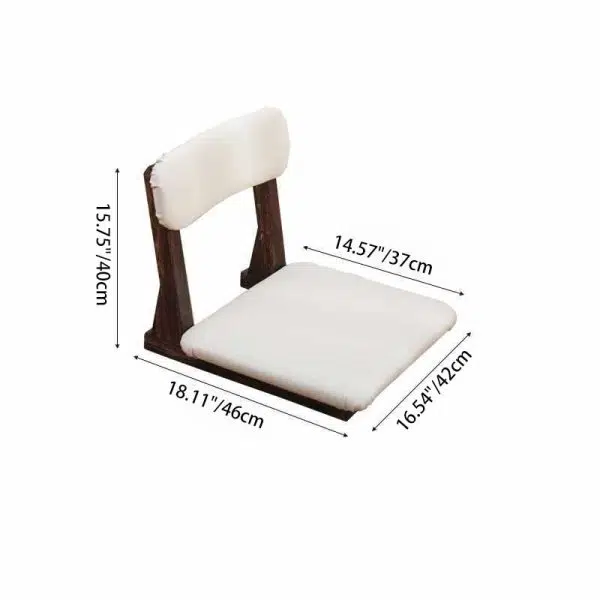 Traditional Japanese Square Paulownia Wood Cotton Linen Chair Tatami Backrest For Entertainment Room - Image 7