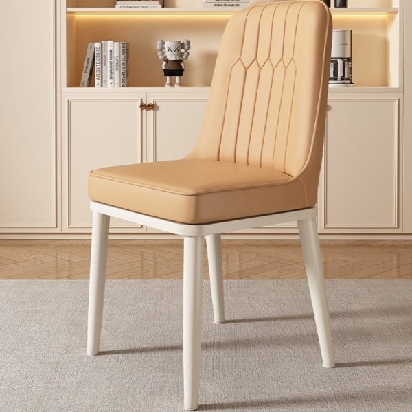 Contemporary Luxury Square PU Leather Upholstered Dining Chair Backrest For Dining Room - Image 4