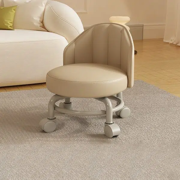 Modern Minimalist Removable Round Curved Corner Leather Iron Chair Backrest Armless For Living Room - Image 11