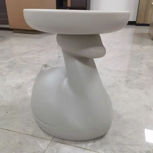 Contemporary Creative Plastic Tray Top Swan Shape Base End Table For Living Room - Image 8