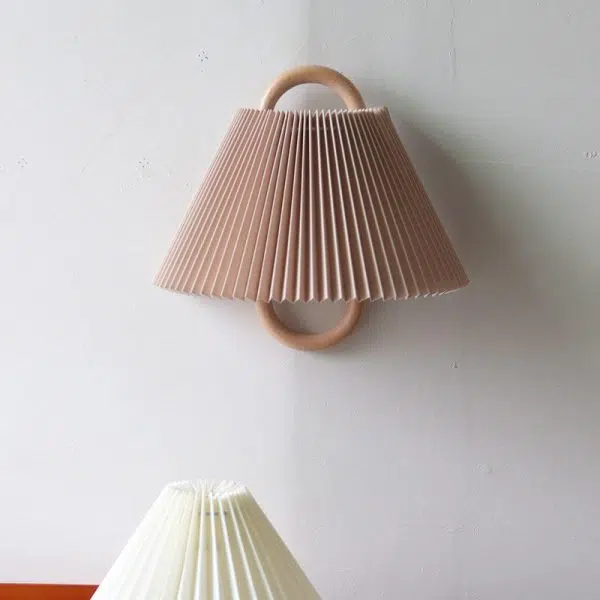 Modern Original Solid Wood Pleated Semi-Circle 1-Light Wall Sconce Lamp - Image 3