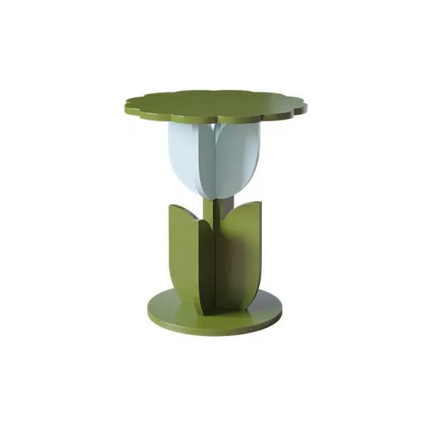 Contemporary Creative Petal Round Tabletop Pine Glass Side Table For Living Room - Image 19