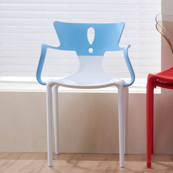 Contemporary Nordic Curved Plastic Dining Chair Backrest Armrest For Dining Room - Image 2