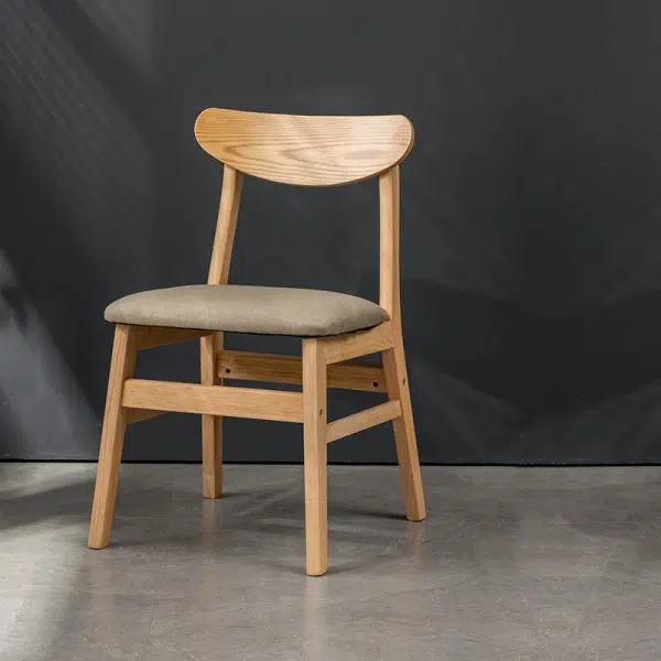 Contemporary Retro Square Linen Upholstered Wood Frame Dining Chair Backrest For Dining Room - Image 5