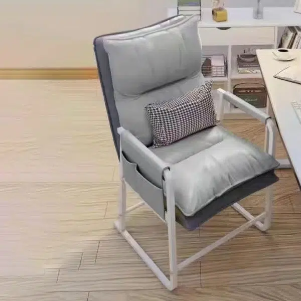 Modern Minimalist Rectangular Leather Steel Chair Backrest Armrest For Living Room - Image 10