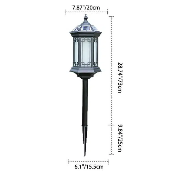 Traditional Chinese Waterproof Solar Aluminum Glass Cylinder 1-Light Landscape Lighting Outdoor Light For Garden - Image 3