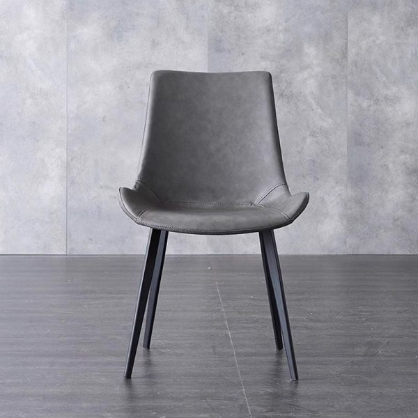 Contemporary Scandinavian Leather Carbon Steel Sponge Square Curved Dinining Chair Backrest For Dining Room - Image 10