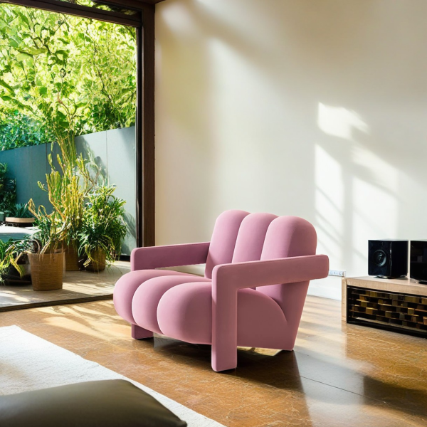 Contemporary Scandinavian Velvet Lambswool Wood Sponge Single Sofa Backrest Armrest For Living Room - Image 21