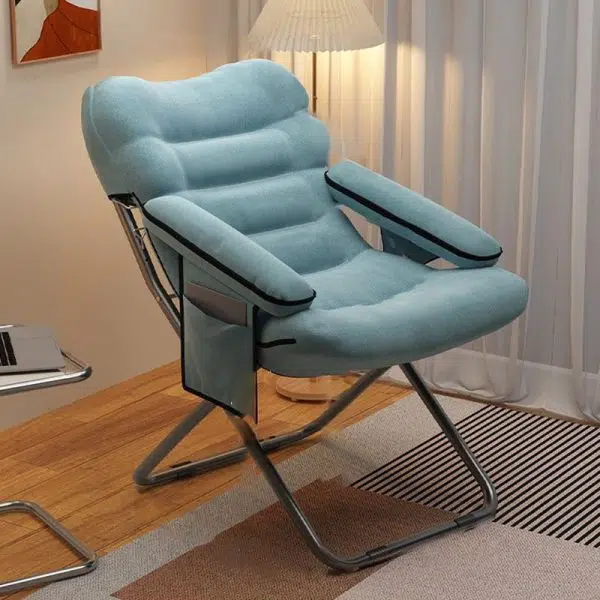 Modern Minimalist Square Back Cotton Stainless Steel Accent Chair Backrest Armrest For Living Room - Image 14