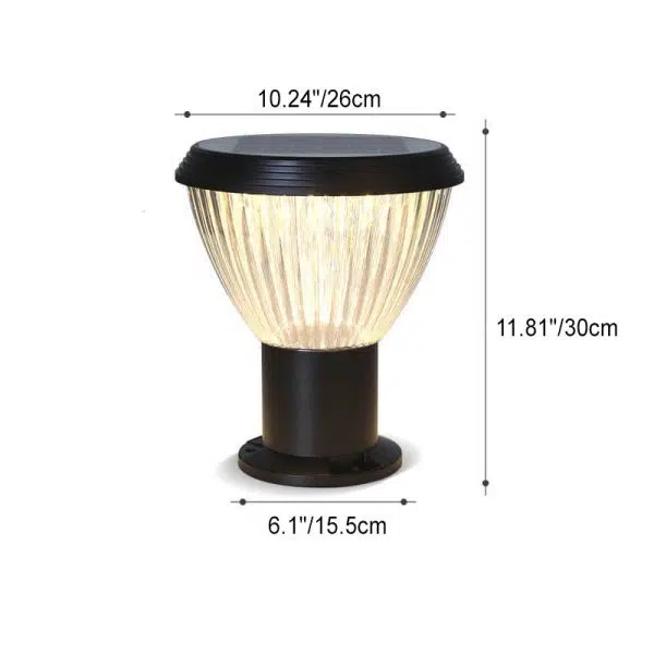 Modern Black Solar Die-Cast Aluminum Glass Outdoor Patio Waterproof Column Head Light - Image 12