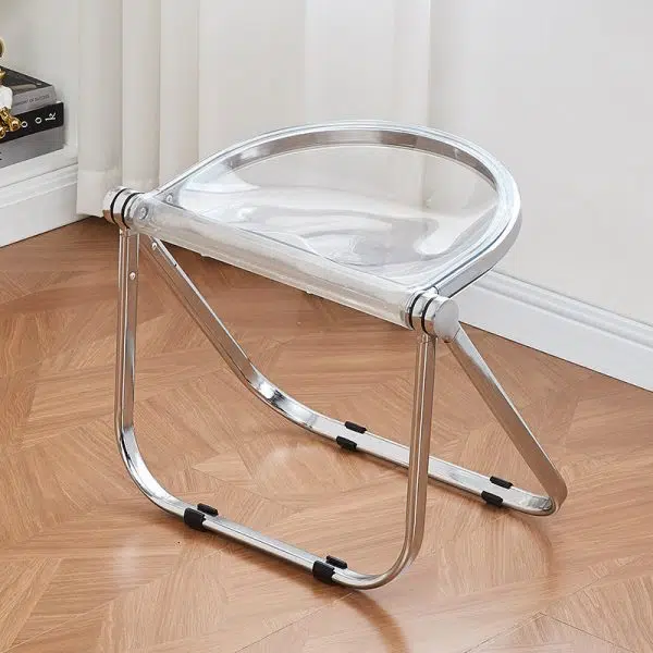 Contemporary Creative Oval Plastic Iron Chair Backless Armless For Living Room - Image 11