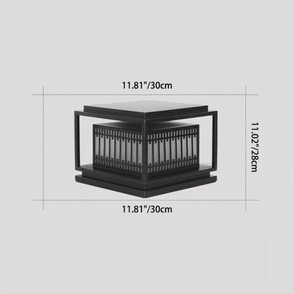 Traditional Chinese Square Stainless Steel Glass 1-Light Post Head Light For Garden - Image 5