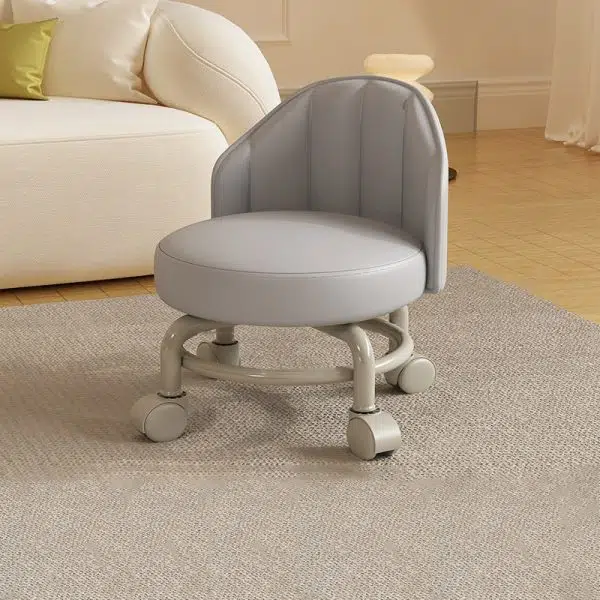 Modern Minimalist Removable Round Curved Corner Leather Iron Chair Backrest Armless For Living Room - Image 13