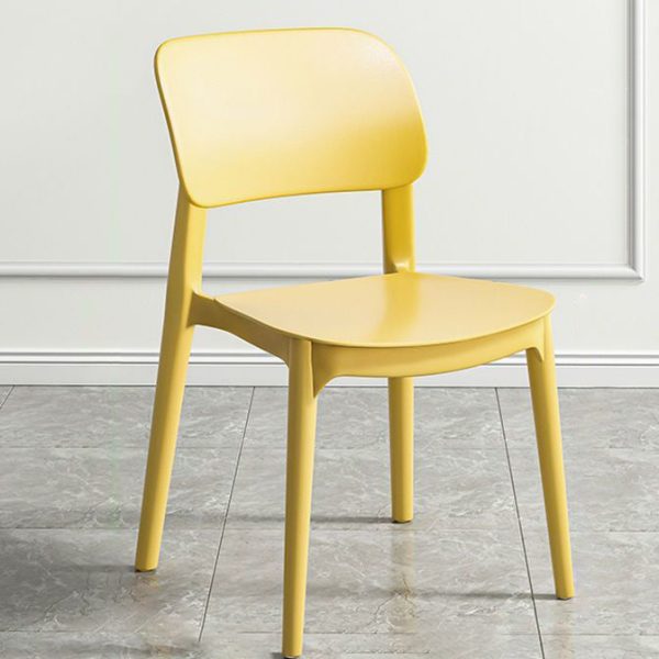 Contemporary Nordic Macaron Plastic Square Stackable Dining Chair Open Back For Dining Room - Image 9