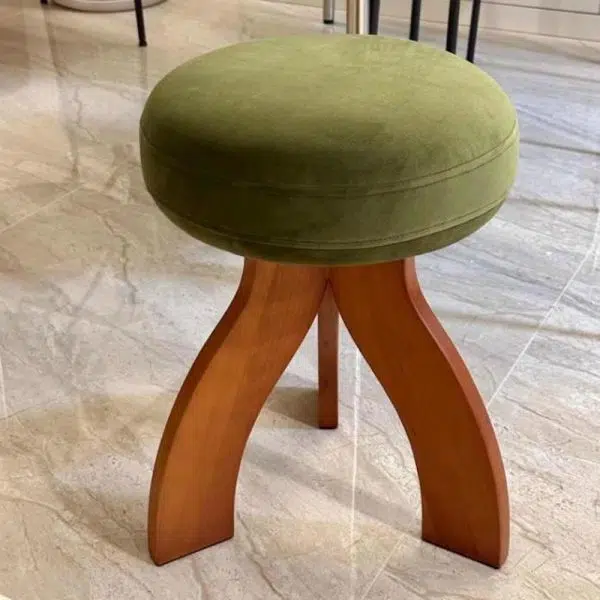 Contemporary Creative Round Lambswool Velvet Footstool Armless Backless For Entryways - Image 2