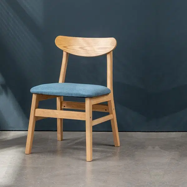 Contemporary Retro Square Linen Upholstered Wood Frame Dining Chair Backrest For Dining Room - Image 6