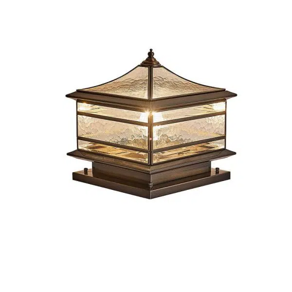 European Outdoor Brass Glass Square 1/2 Light Waterproof Pillar Landscape Light - Image 20