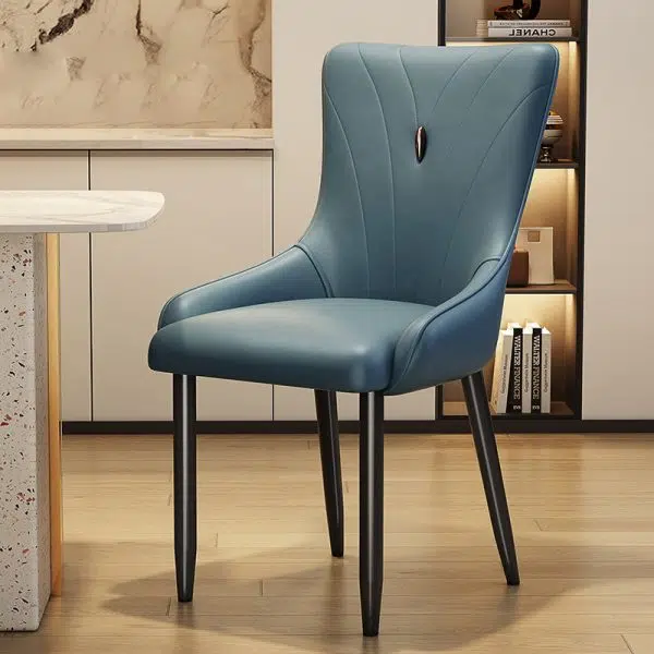 Contemporary Scandinavian Leather Carbon Steel Sponge Latex Square Dining Chair Backrest For Dining Room - Image 16