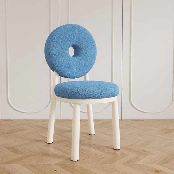 Contemporary Nordic Lambswool Carbon Steel Sponge Round Dining Chair Backrest For Dining Room - Image 2