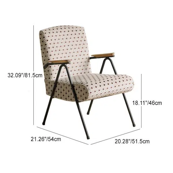 Contemporary Luxury Rectangular Iron Fabric Accent Chair Backrest Armrest For Living Room - Image 4