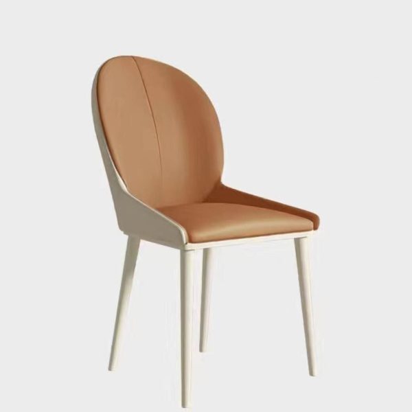 Contemporary Nordic Curved Microfiber Leather Upholstered Dining Chair Backrest For Dining Room - Image 15