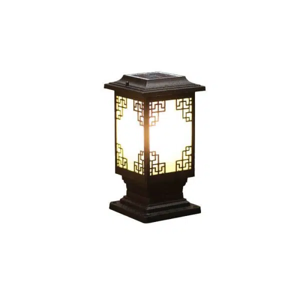 Solar Chinese Window Square Post Head 1-Light Waterproof Garden Landscape Light - Image 19