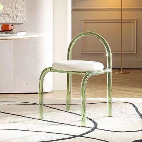 Contemporary Nordic Acrylic Velvet Sponge Round Arched Dining Chair Backrest For Dining Room - Image 6