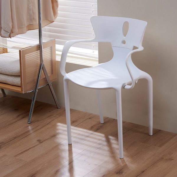 Contemporary Nordic Curved Plastic Dining Chair Backrest Armrest For Dining Room - Image 3